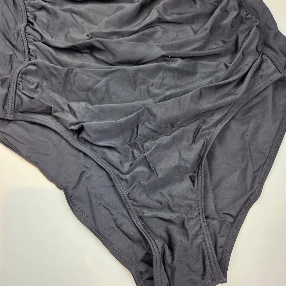 Tempt Me One Piece Womens XL Black Ruched Tummy‎ Control Sweetheart 008 NWT